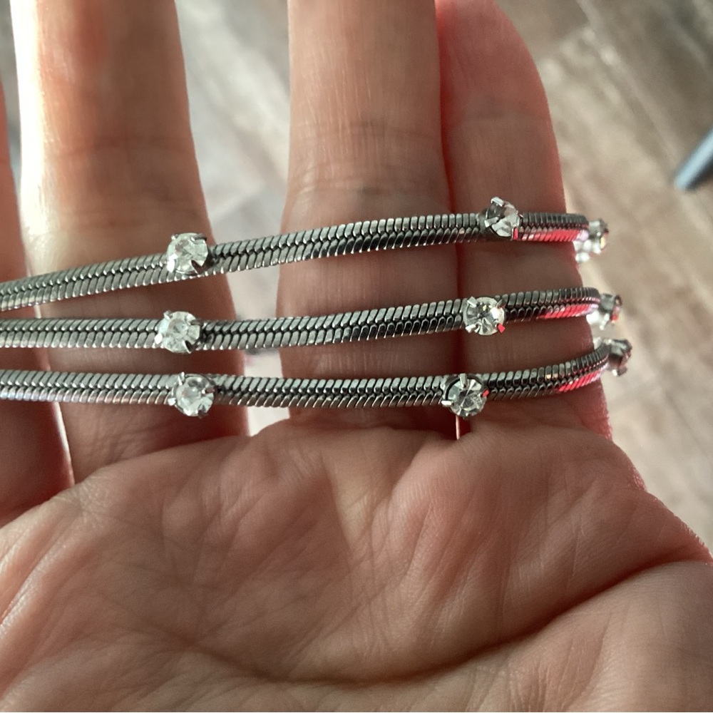 Ann Taylor Silver & rhinestone snake chain necklace